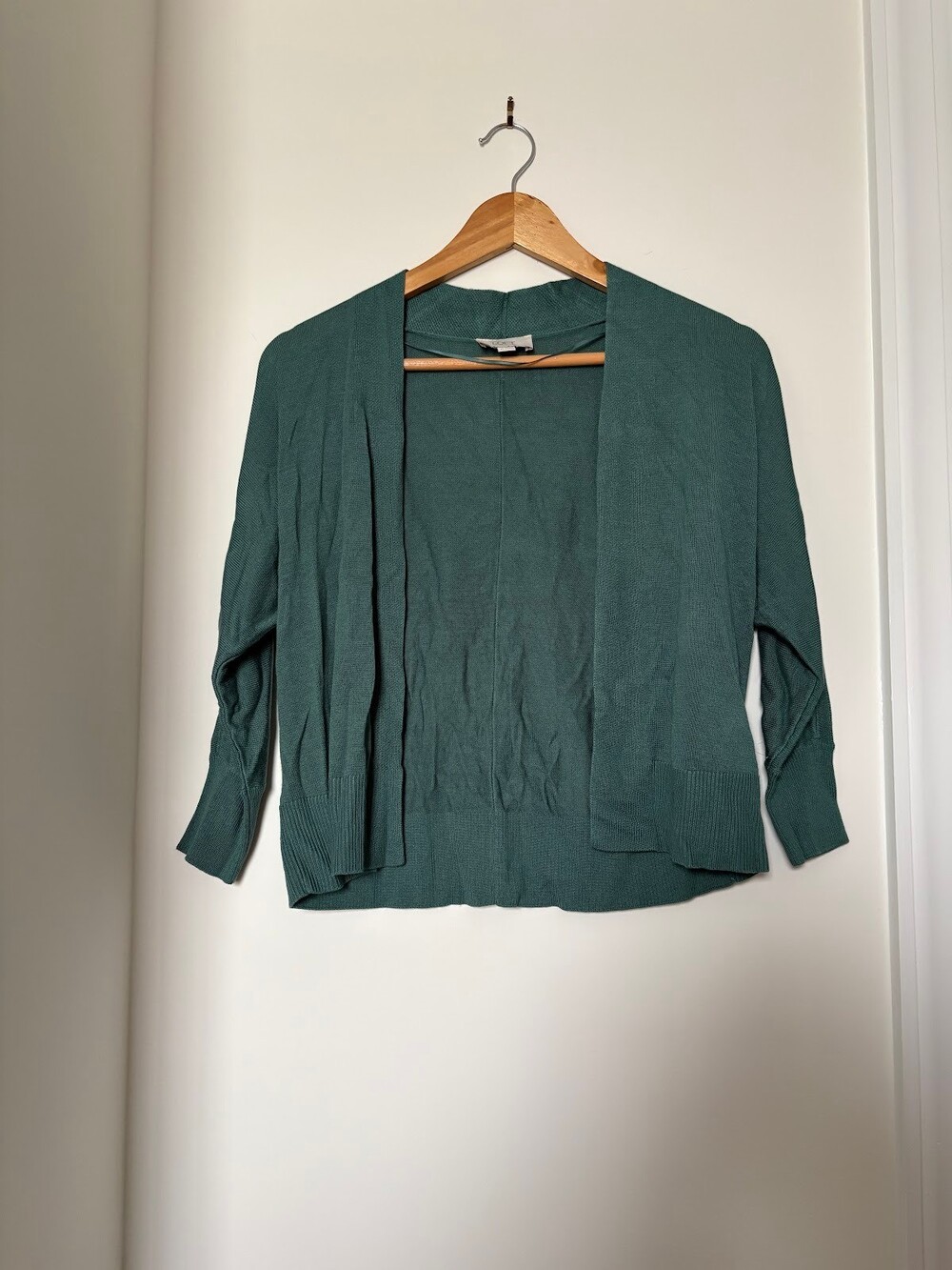 Loft Outlet Open Front Cropped Shrug Cardigan Teal Green Women XS